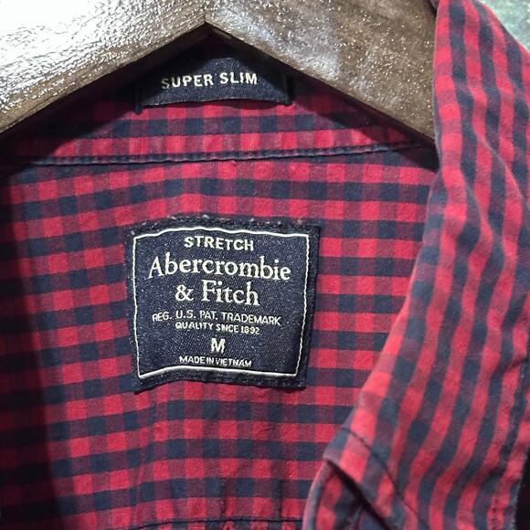 Abercrombie & Fitch Cotton Blend Shirt Med Plaid Check Outdoors Grunge Button Up - Picture 3 of 4